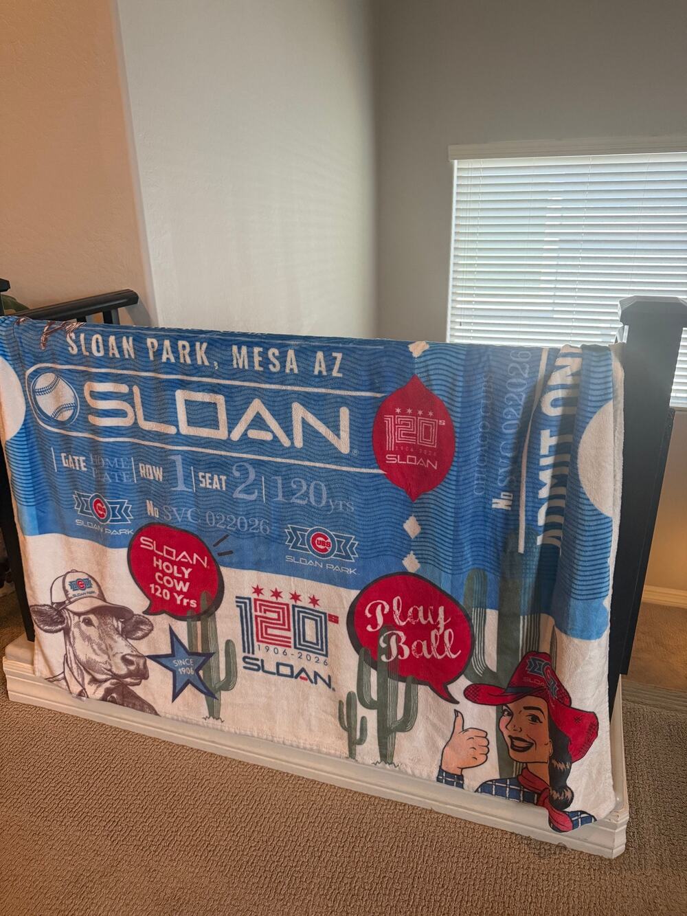 Chicago Cubs Sloan Park Mesa AZ 2026 120 Years Commemorative Throw Blanket
